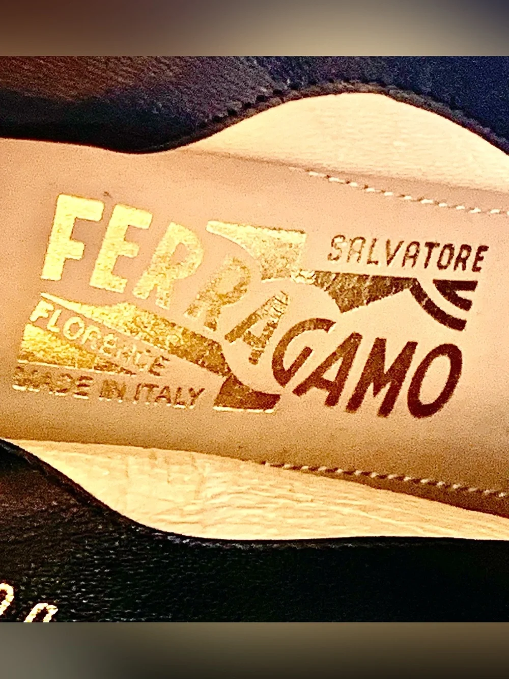SALVATORE FERRAGAMO NOYAL META  Black Suede Pump BOOTIE GOLD Cap Toe SZ 8 1/2